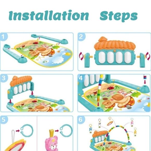 Baby Play Mat Baby Gym Musical Activity Center Kick Piano Fitness Rack Tummy Tim - Picture 4 of 6
